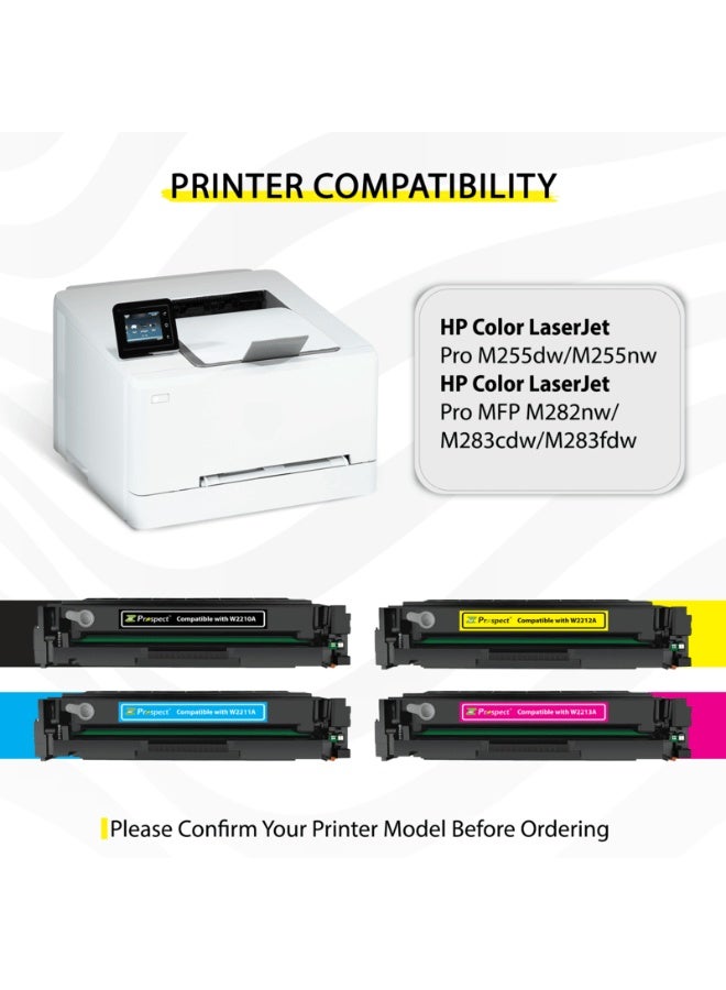 Prospect Toner Cartridge 207A Full Set W2210A BK W2211A CY W2212A YL W2213A MG Full Set Compatible Cartridges with HP Color LaserJet Pro M255dw M255nw MFP M282nw M283cdw M283fdw (Black Cyan Yellow Magenta 4-Pack) - Image 4