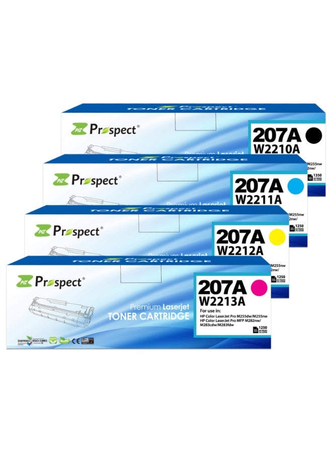 Prospect Toner Cartridge 207A Full Set W2210A BK W2211A CY W2212A YL W2213A MG Full Set Compatible Cartridges with HP Color LaserJet Pro M255dw M255nw MFP M282nw M283cdw M283fdw (Black Cyan Yellow Magenta 4-Pack) - Image 2