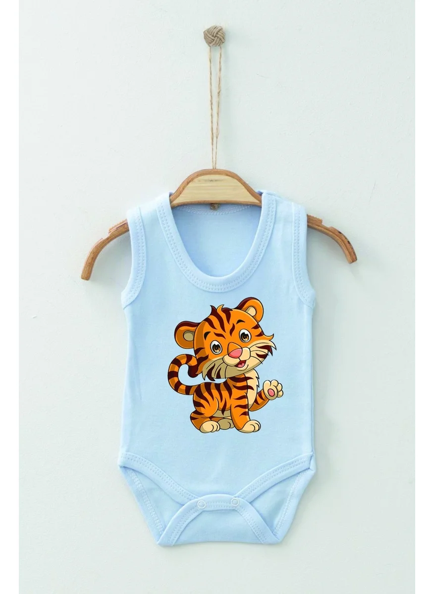 ادا بيبيك تشوكوك Ada Baby Kid Adabebek Cotton Organic Tiger Patterned Strappy Bodysuit Baby Bodysuit