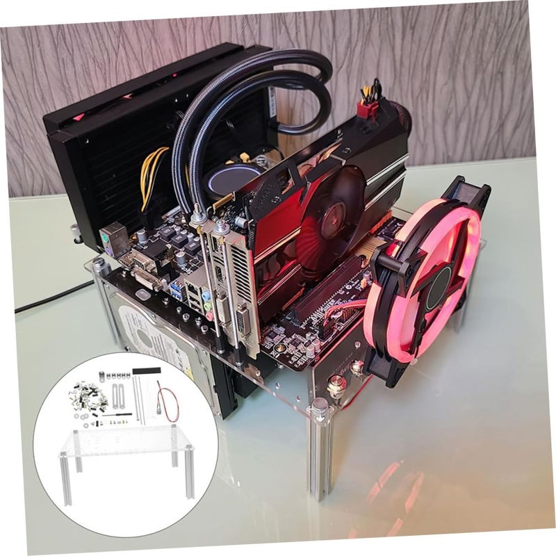 Angoily Open Frame PC Case Chassis Bracket with Base Stand for Matx Motherboards DIY Computer Rack for Hardware Testing and Component Stability - Image 4
