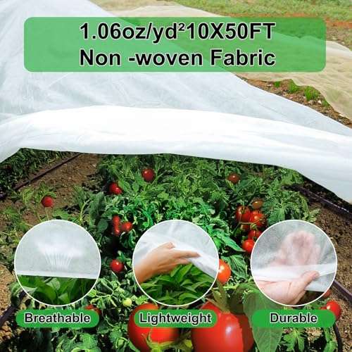 YDSL Plant Covers Freeze Protection 10FT×50FT, 1.06 oz/yd² Floating Row Covers for Garden Beds Pest/Sun Protection, Frost Cloths for Outdoor Plants for Vegetables Flowers Fruits Winter Protection - Image 2