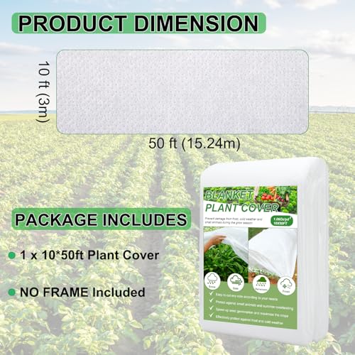 YDSL Plant Covers Freeze Protection 10FT×50FT, 1.06 oz/yd² Floating Row Covers for Garden Beds Pest/Sun Protection, Frost Cloths for Outdoor Plants for Vegetables Flowers Fruits Winter Protection - Image 4