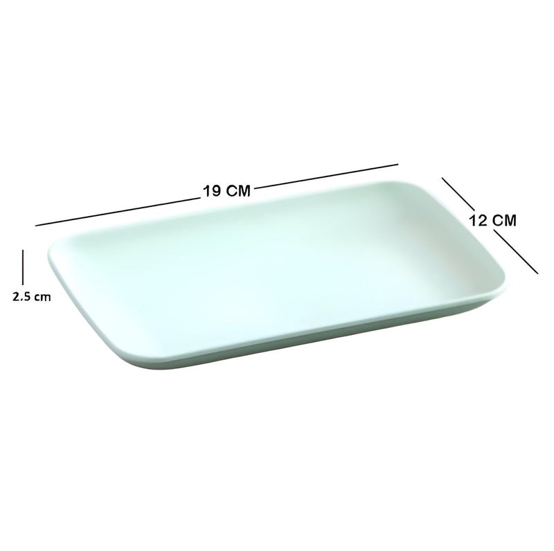 Amillee Small Unbreakable Tableware Rectangle Food Plate, Wheat Straw Eco Friendly Biodegradable Dinner Plates Dessert Plates Fruit Dish for Dessert Cupcake Salad (Pack of 6, Green) - Image 2