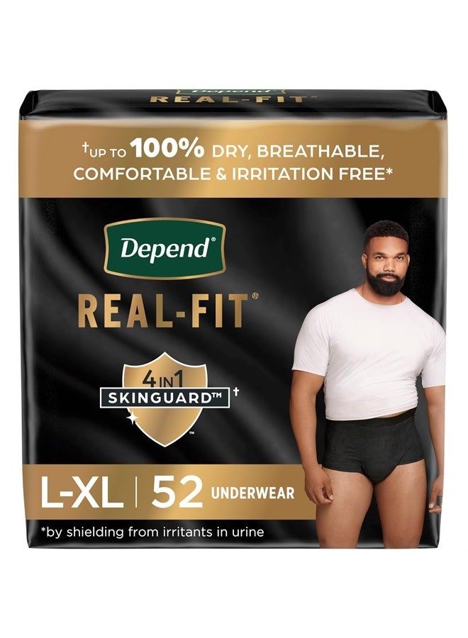 Depend Real Fit Incontinence Underwear for Men, Disposable, Maximum Absorbency, Large/Extra Large, Black, 52 Count, Packaging May Vary  - Image 1