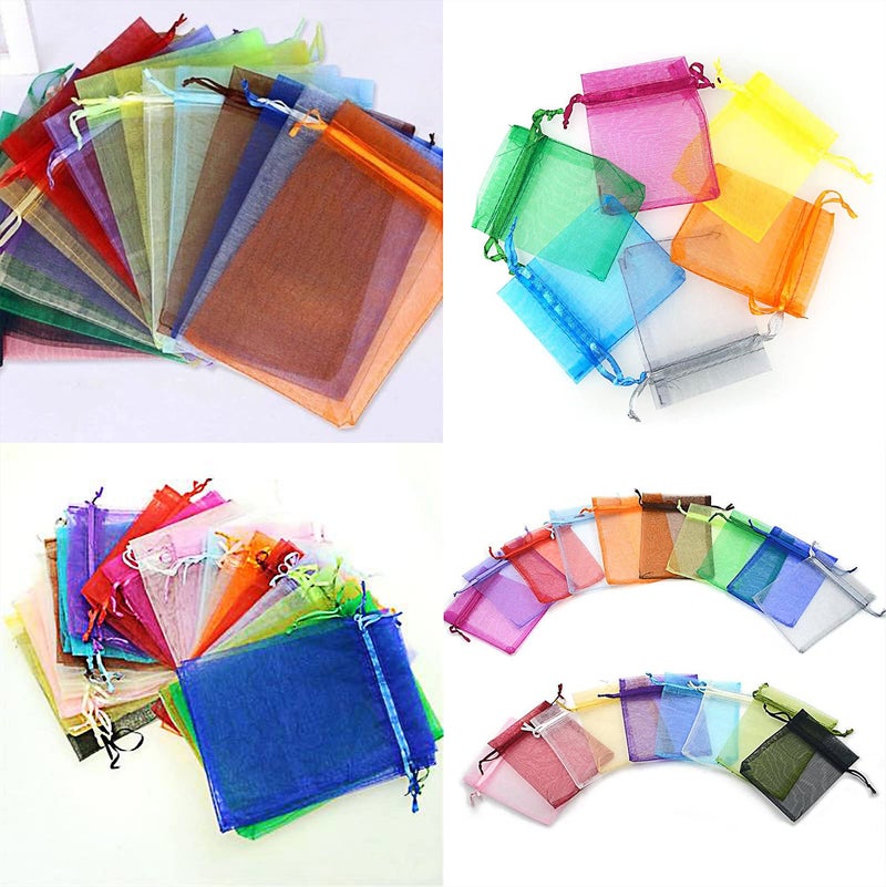 SAOYOAS Organza Bags 100Pcs 4x4.72 inch, Drawstring Organza Jewelry Pouches Wedding Party Christmas Favor Gift Bags, for Festival, Party, Jewelry, Candy, Bathroom Soaps, Pouches Gift Bags. (Multicolor) - Image 4