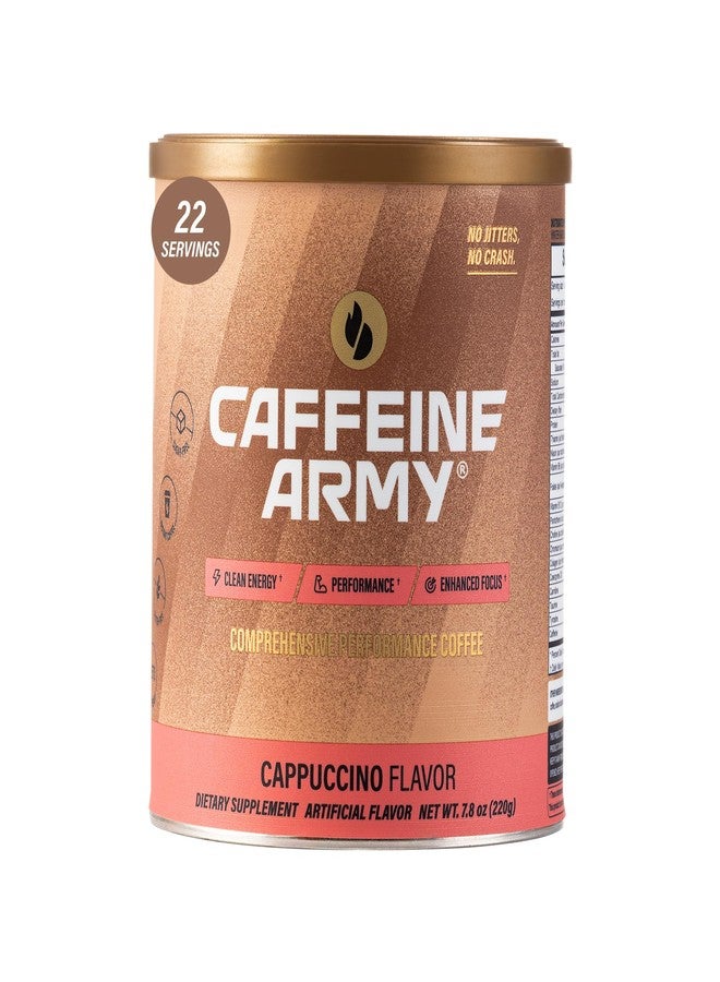 CAFFEINE ARMY Cappuccino | Functional Coffee with Collagen Peptides, MCTs, CoQ10 and Adaptogens: Clean Energy, Supports Daily Attention, No Jitters or Crash (7.8 oz 22 Servings) - Image 1