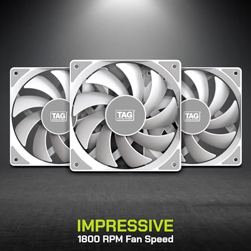 TAG Windforce 120 PC Case Fan with 120mm Cooling Fan | 1800 RPM High Fan Speed | 78.5 CFM Airflow | High Performance Fan | 36.8 dBA Noise | Hyadraulic Bearing | 4 Pin PWM Connector (White) - Image 3