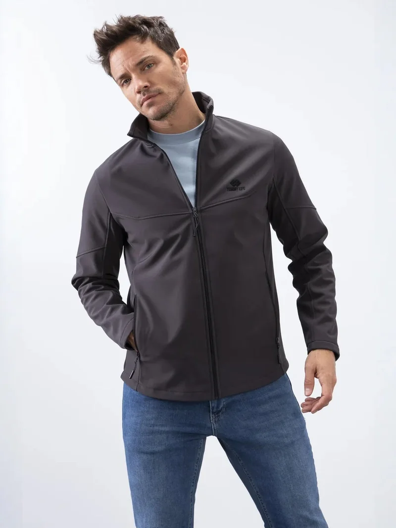 تومي لايف TOMMY Men's Solid Scuba Zip-Front Jacket