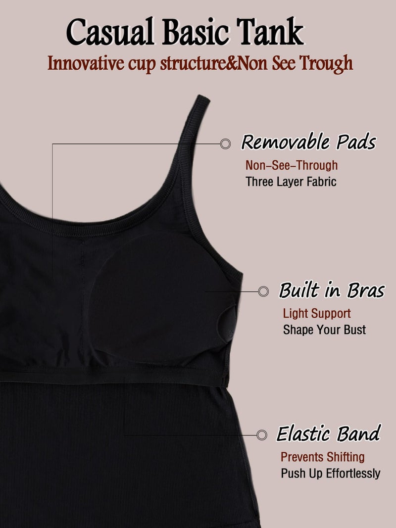 Danysu Summer Padded Cropped Tank Tops for Women 2025 Trendy Sexy Short Cami Shirts Cute Vacation Beachwears Black Large - Image 5