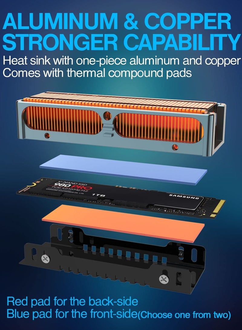 KASTWAVE Q150 M.2 2280 SSD heatsink, Double-Sided Heat Sink, Fins with Aluminum Frame Passive Heat Sinks for M.2 SSD PC and Computer,Desktop High Performance SSD Cooler - Image 3