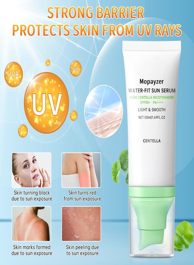 mopayzer Centella Sunscreen SPF 50, Sunscreen for Face, Water Resistant Strong UV Protection No White Cast, Centella Madagascar Face Suntan Lotion Oil Free Korean Skincare(Green 1) - Image 3