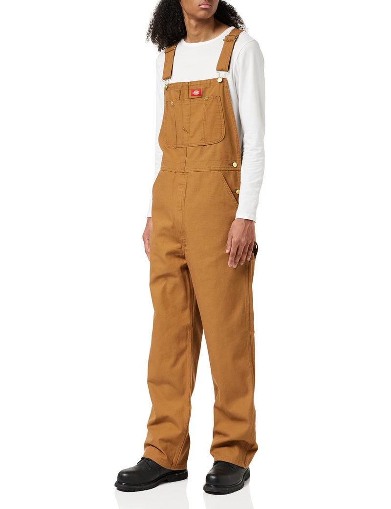 Dickies Mens Bib Overalls and Coveralls Workwear Apparel Brown Duck 42W x 30L US