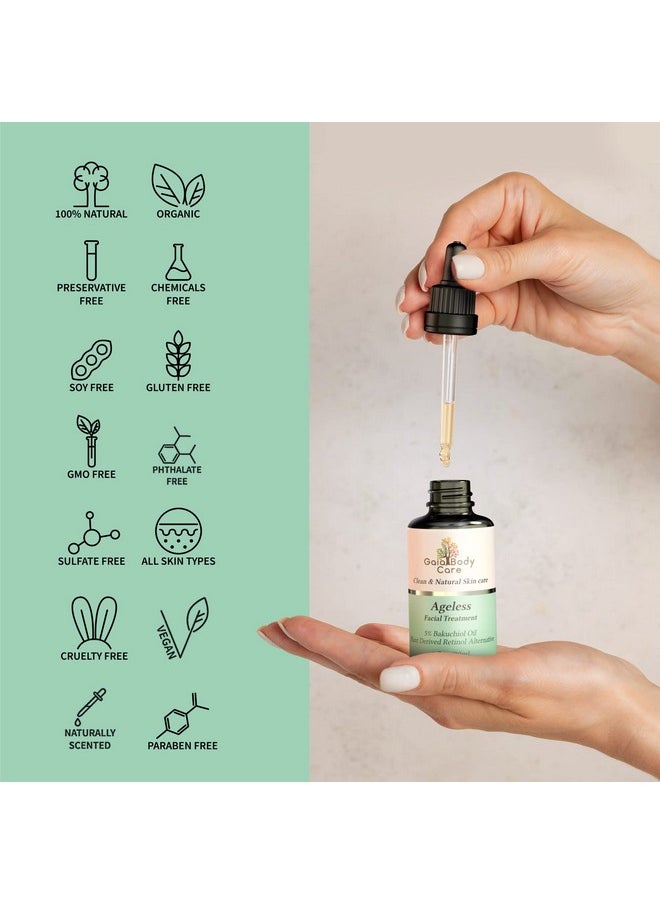 Gaia Body Care Gaia Body Care 5% Bakuchiol Oil Organic - (1ounce) - Anti Aging, Antiwrinkle, Reduces Fine Lines, Smooths Skin, Hydrates - Plant Based Bakuchiol Serum - Best Retinol Alternative Facial Oil (Rose)  - Image 2