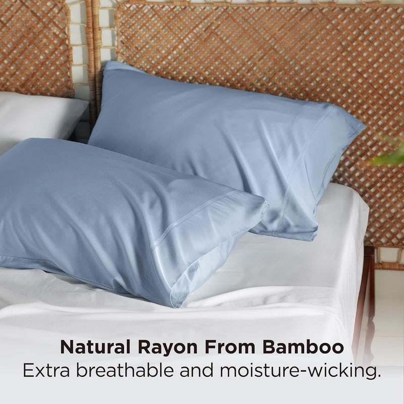 Bedsure Bamboo Pillow Cases for Kids Standard Size Set of 2 - Blue Fog Cooling Pillowcases 2 Pack with Envelope Closure, Cool and Breathable Pillow Case, 20x26 inches - Image 3
