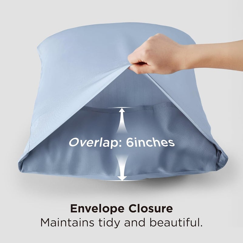 Bedsure Bamboo Pillow Cases for Kids Standard Size Set of 2 - Blue Fog Cooling Pillowcases 2 Pack with Envelope Closure, Cool and Breathable Pillow Case, 20x26 inches - Image 5