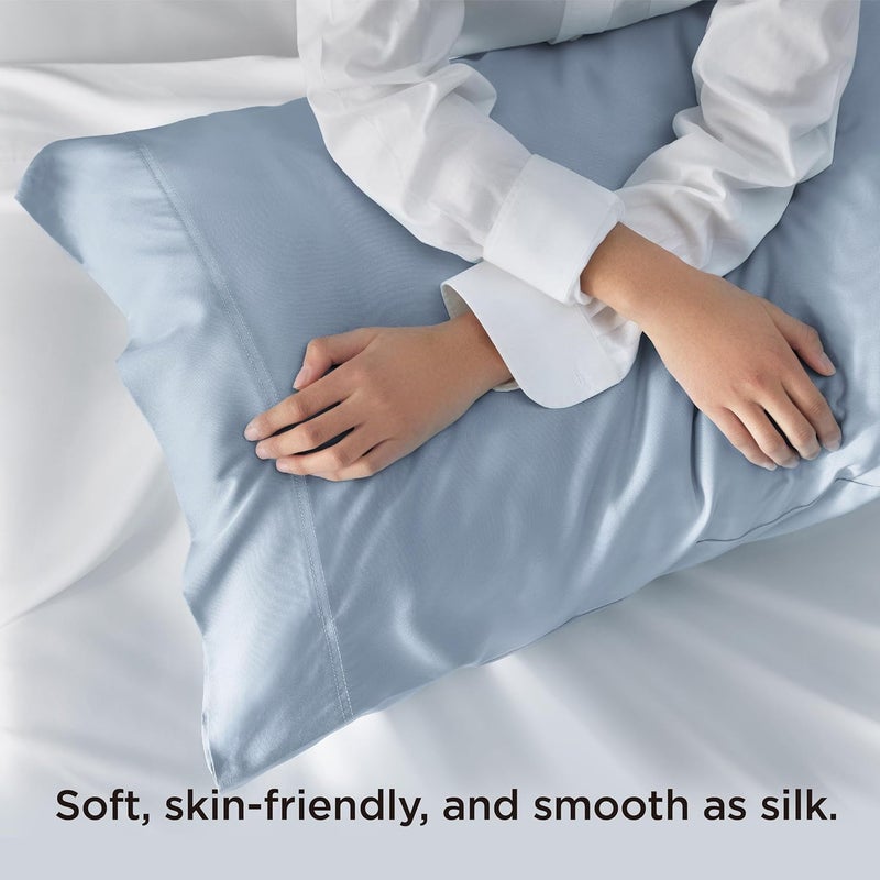 Bedsure Bamboo Pillow Cases for Kids Standard Size Set of 2 - Blue Fog Cooling Pillowcases 2 Pack with Envelope Closure, Cool and Breathable Pillow Case, 20x26 inches - Image 4