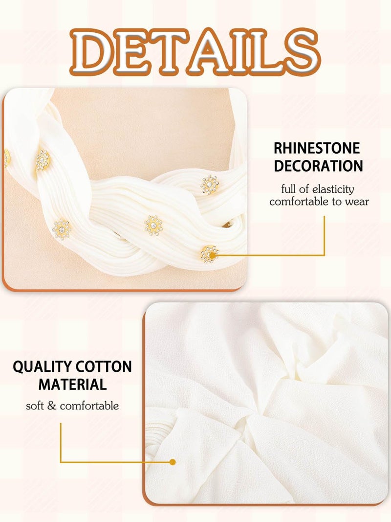 Woeoe African Turban Pre-Tied White Headwrap for Women (White) - Image 2