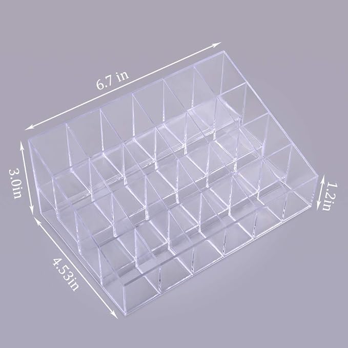 Benbilry Lipstick Holder 24 Slots Clear Acrylic Lipstick Organezer Display Transparent Makeup Organizer 24 Slots