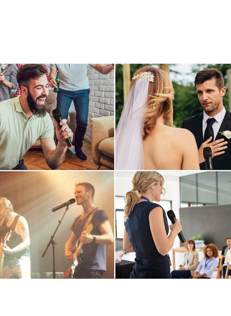 Wireless Unidirectional Handheld Microphone with Receiver – Dual Cordless Mic for Conference, Weddings, Church, Stage, Party, Karaoke (Black)  - Image 4