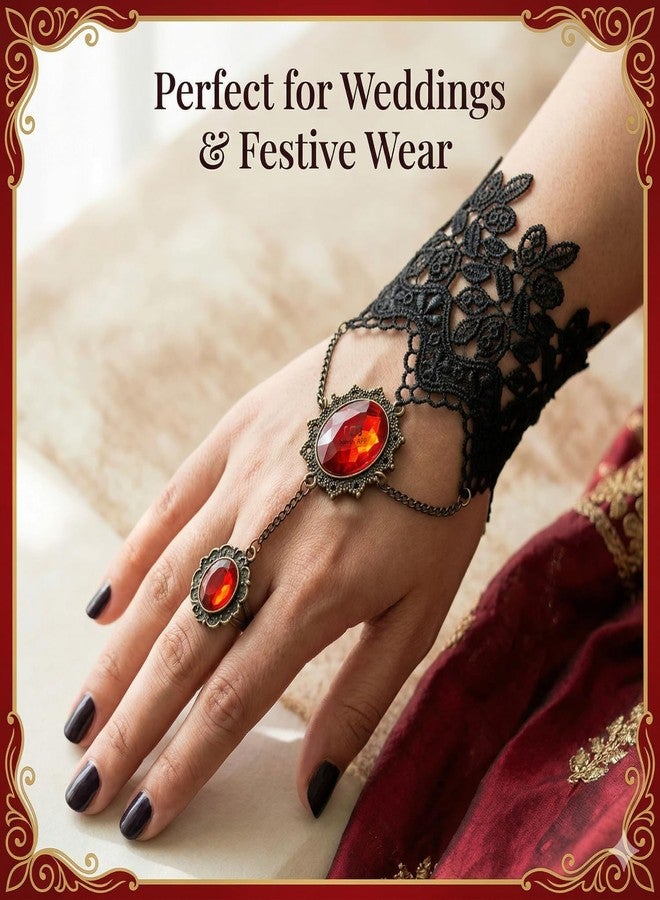 Salvus APP SOLUTIONS Red Stone Embroidered Ring Bracelet for Girls & Women |Ring | bracelet (Universal size) - Image 5