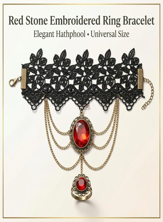 Salvus APP SOLUTIONS Red Stone Embroidered Ring Bracelet for Girls & Women |Ring | bracelet (Universal size) - Image 2