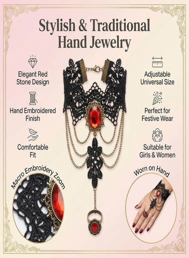 Salvus APP SOLUTIONS Red Stone Embroidered Ring Bracelet for Girls & Women |Ring | bracelet (Universal size) - Image 3