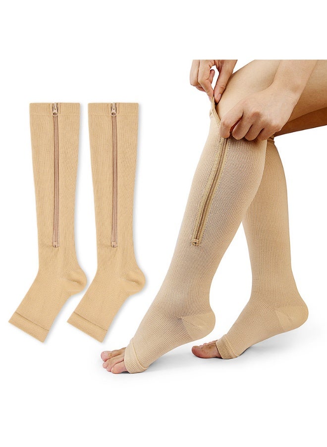 جوارب ضاغطة بسحاب، بطول الركبة، مفتوحة من الأمام - Image 2