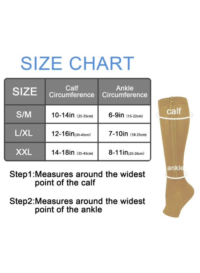 جوارب ضاغطة بسحاب، بطول الركبة، مفتوحة من الأمام - Image 5