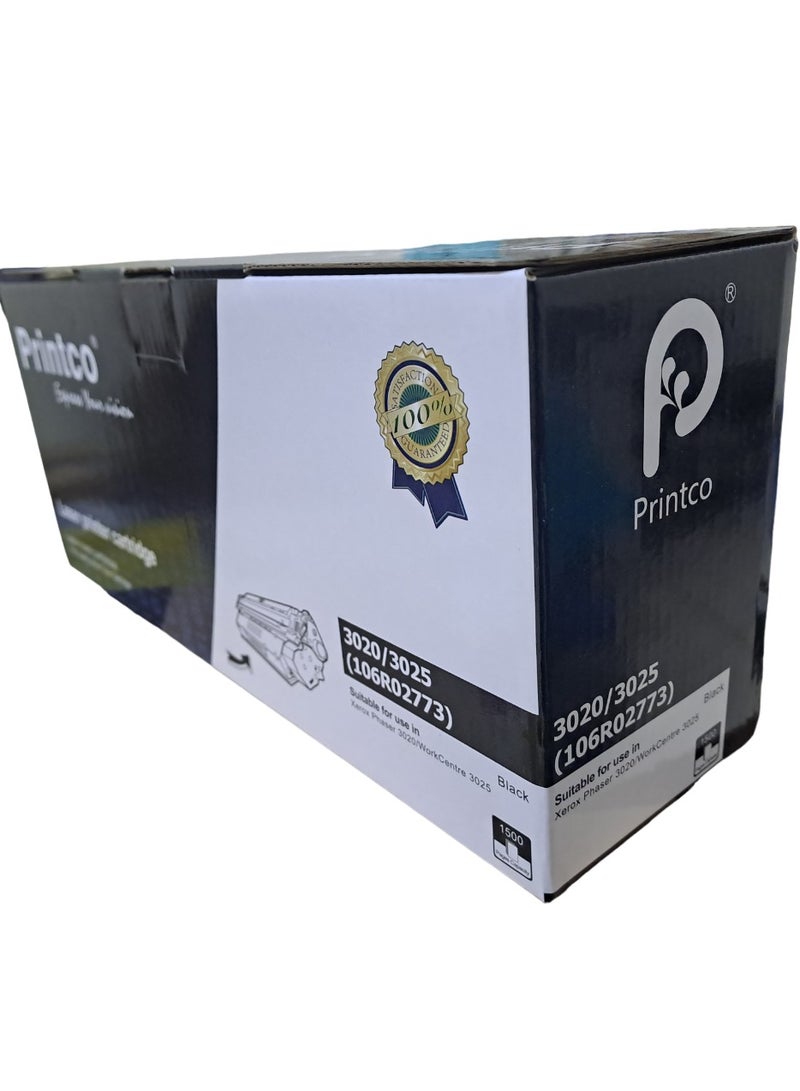 Printco Compatible Toner Cartridge For Xerox Phaser 3020 WorkCentre 3025 user with 106R02773 (1500) pages With Update Chip - Image 1