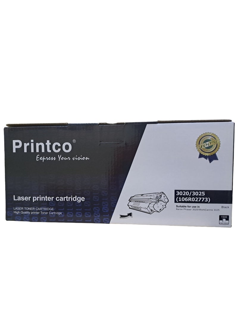Printco Compatible Toner Cartridge For Xerox Phaser 3020 WorkCentre 3025 user with 106R02773 (1500) pages With Update Chip - Image 2