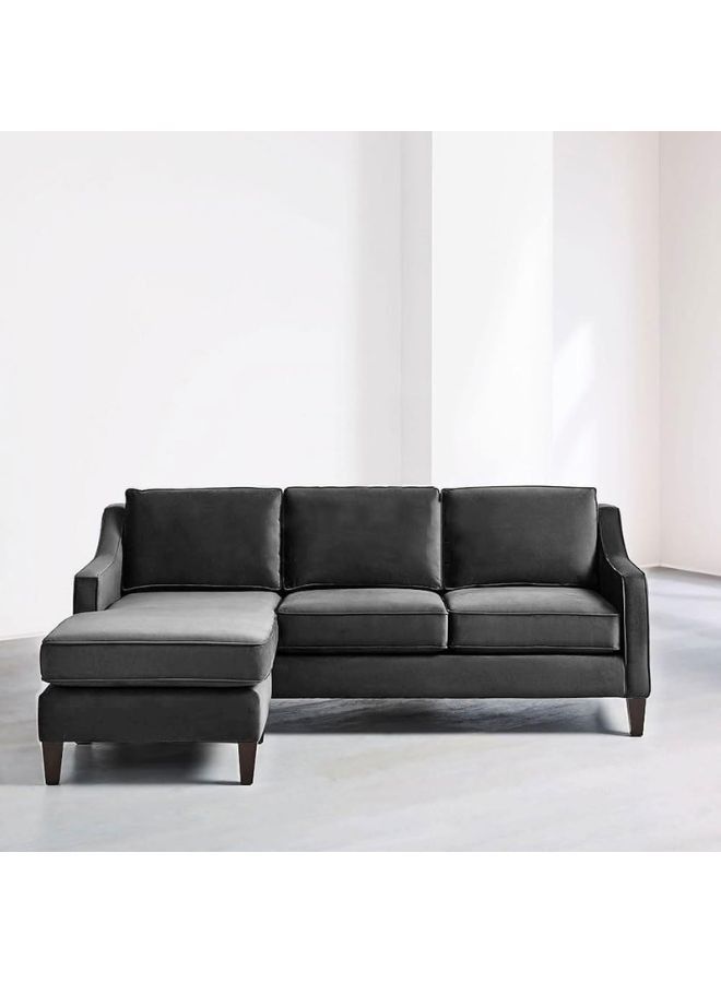 Karnak Sectional L-Shaped Luxury Sofa For Living Room Solid Wood Corner Modern Design Couch, Velvet Upholstered Color (Grey) - Image 1