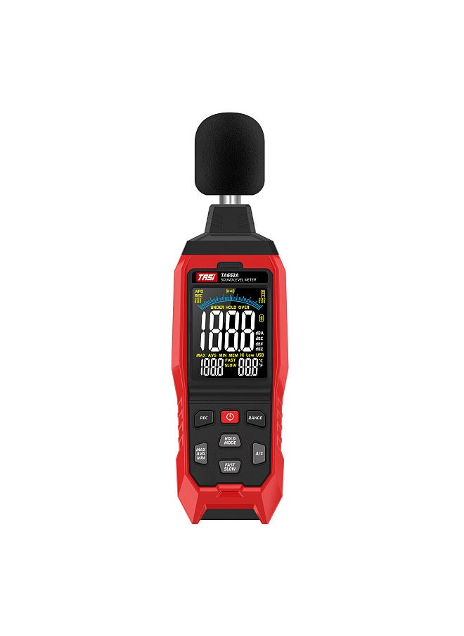 TASI TASI TA652A 30~130dB Noise Decibel Noise Tester A/C Weighting Industry Volume Detector Digital Sound Level Meter Logger Recorder Data Hold FAST/SLOW Over Limit Prompt  - Image 1