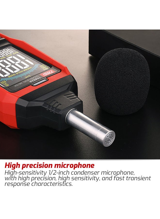 TASI TA652A 30~130dB Noise Decibel Noise Tester A/C Weighting Industry Volume Detector Digital Sound Level Meter Logger Recorder Data Hold FAST/SLOW Over Limit Prompt
