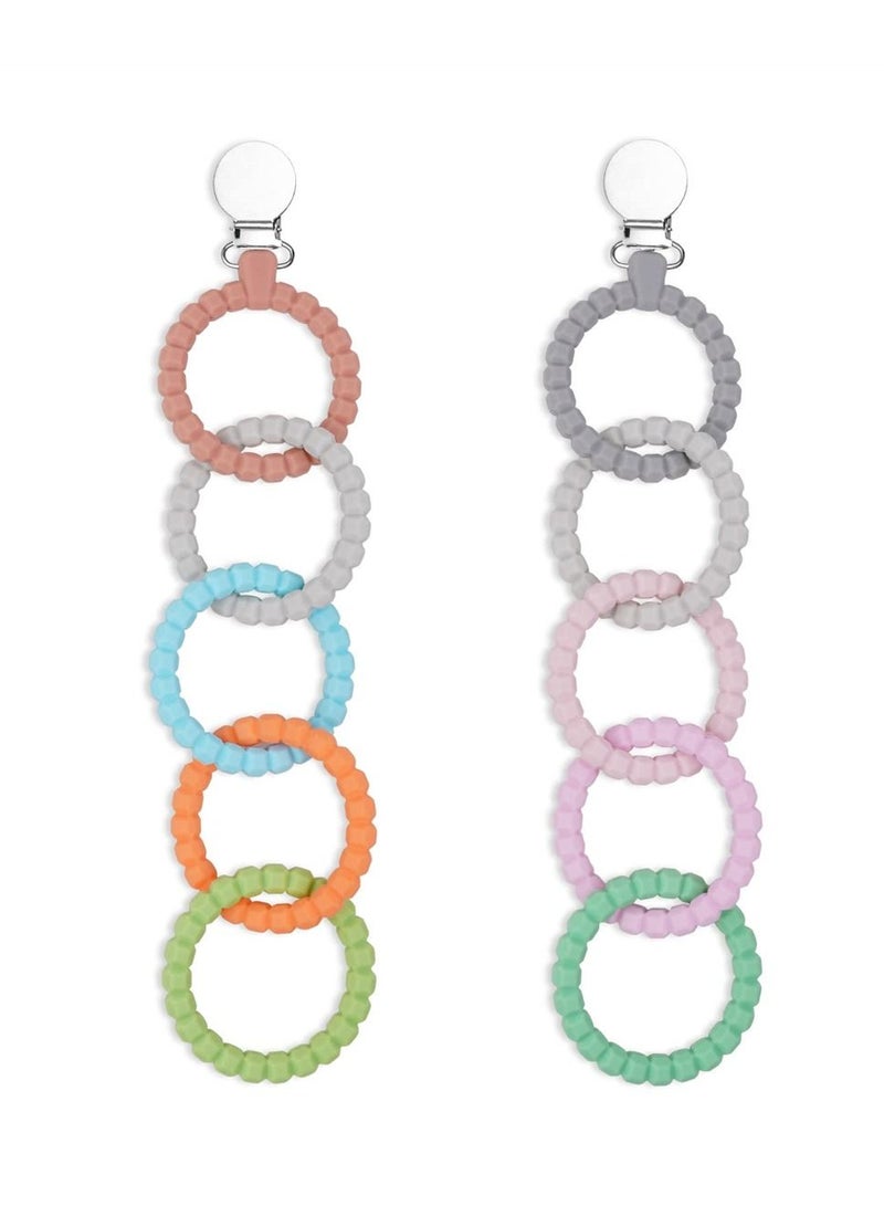SYOSI Teether Links Set, 2 Strings of Food Grade Silicone Teething Toys with Pacifier Clip, Soothe Your Newborn with Safe and Attachable Teether Chews - Image 1