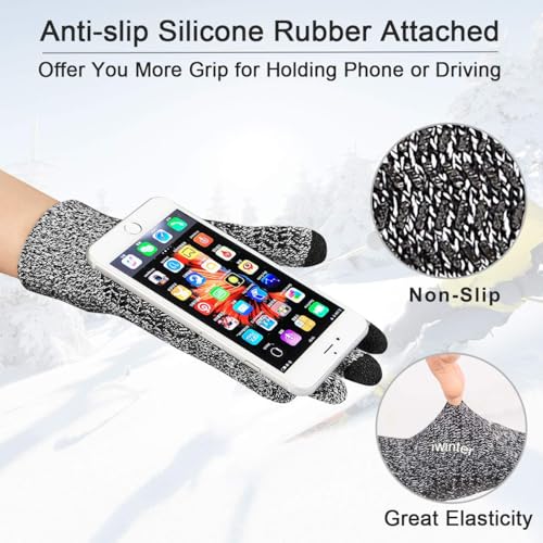 MAYLISACC Winter 3 Piece Slouchy Beanie Hat-Scarf Neck Warmer Gaiter and Touch Screen Glove-Set for Outdoors Mix Navy - Image 3