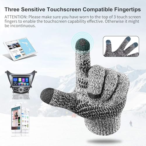 MAYLISACC Winter 3 Piece Slouchy Beanie Hat-Scarf Neck Warmer Gaiter and Touch Screen Glove-Set for Outdoors Mix Navy - Image 2