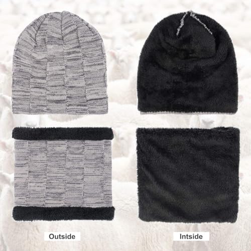 MAYLISACC Winter 3 Piece Slouchy Beanie Hat-Scarf Neck Warmer Gaiter and Touch Screen Glove-Set for Outdoors Mix Navy - Image 5
