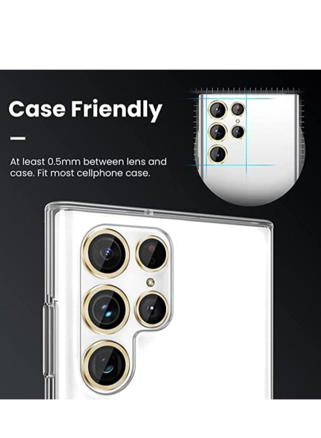 ELTRAZONE Samsung Galaxy S23 Ultra Camera Lens Protector, 9H Tempered Glass Camera Cover Screen Protector Metal Individual Ring for S23 Ultra 5G 2023 [Installation Tray] (Gold) - Image 2