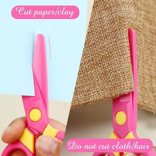 LOVESTOWN Toddler Safety Scissors, 5PCS Training Scissor for Preschool Children, Right & Left Handed Child Hand-Eye Coordination Development, Playdough Tools Paper Cutting Activity, Art Craft Supplies - Image 5