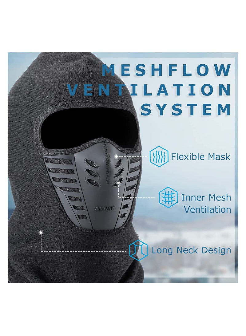 KASTWAVE Winter Balaclava Face Mask with Ski Gloves, Cold Weather Full Ski Mask with Breathable Air Face Cover Touch Screen Gloves for Men Women Skiing, Riding (Black) - Image 4