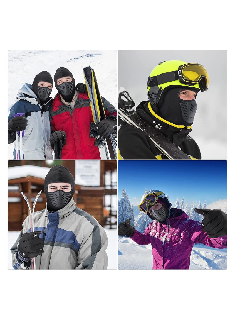 KASTWAVE Winter Balaclava Face Mask with Ski Gloves, Cold Weather Full Ski Mask with Breathable Air Face Cover Touch Screen Gloves for Men Women Skiing, Riding (Black) - Image 3
