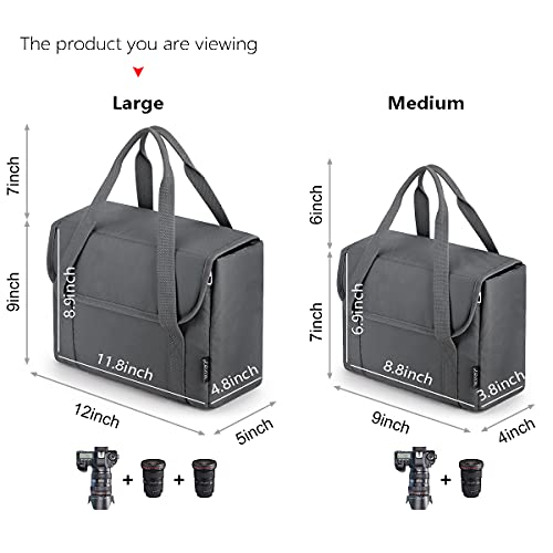 S-ZONE Water Resistant DSLR Camera Bags Inserts Small Lens Case Padded Bag with Handle Foldable Shockproof TLR SLR Bag Portable Upgraded 2.0… - Image 2