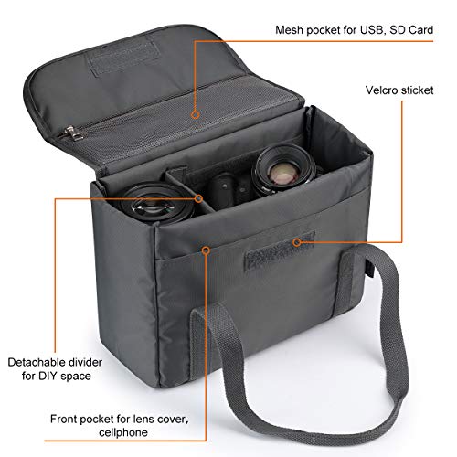S-ZONE Water Resistant DSLR Camera Bags Inserts Small Lens Case Padded Bag with Handle Foldable Shockproof TLR SLR Bag Portable Upgraded 2.0… - Image 4