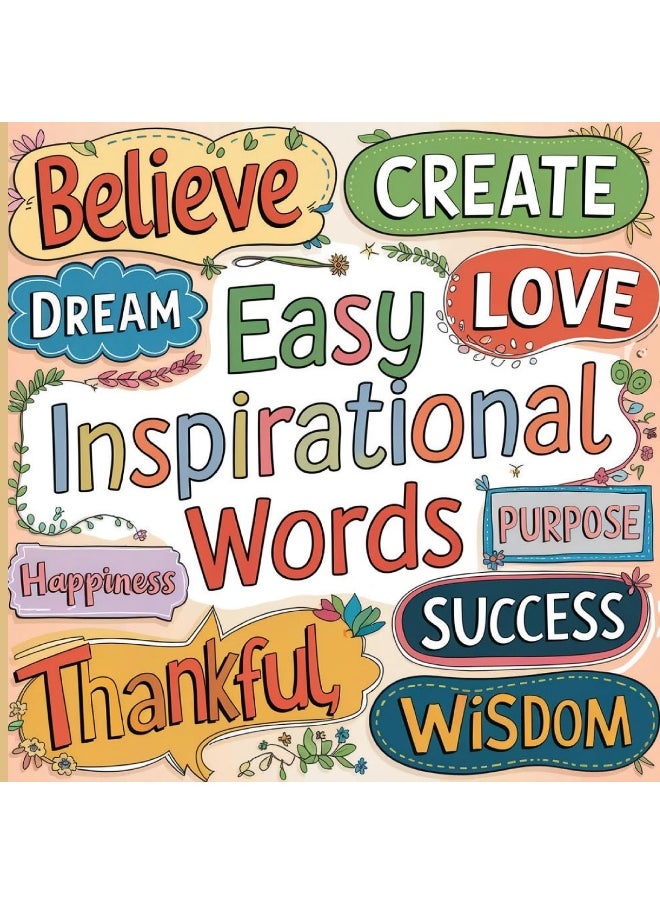 Inspirational Words Easy Coloring Book: Inspirational Coloring Book for Teens  - Image 1