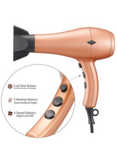 Negative Ions Ceramic Hair Dryer With Diffuser Attachment Ionic Blow Dryer Quick Drying1875 Watt 2 Speed / 3 Heat Settingscool Shot Buttonlightweightchampagne Gold - pzsku/Z58C64A5D61D201598E45Z/45/_/1696663839/52610997-189e-40f0-97db-4107ca04a5a5