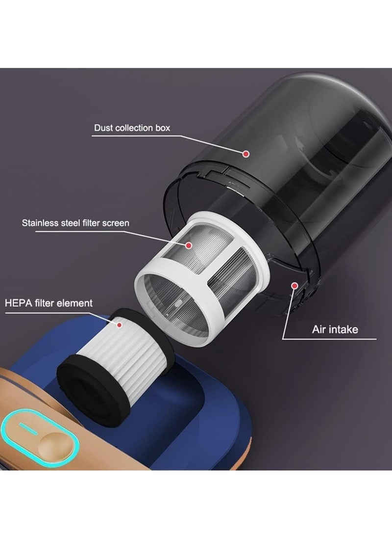 Mite Removal Instrument,Wireless Bed Vacuum Cleaner, 13000pa Strong Suction and Low Noise, UV Light, Washable HEPA Filter for Deep Clean, Vacuum Effectively Clean Up Bed, Mattress