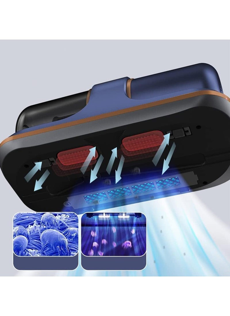 Mite Removal Instrument,Wireless Bed Vacuum Cleaner, 13000pa Strong Suction and Low Noise, UV Light, Washable HEPA Filter for Deep Clean, Vacuum Effectively Clean Up Bed, Mattress
