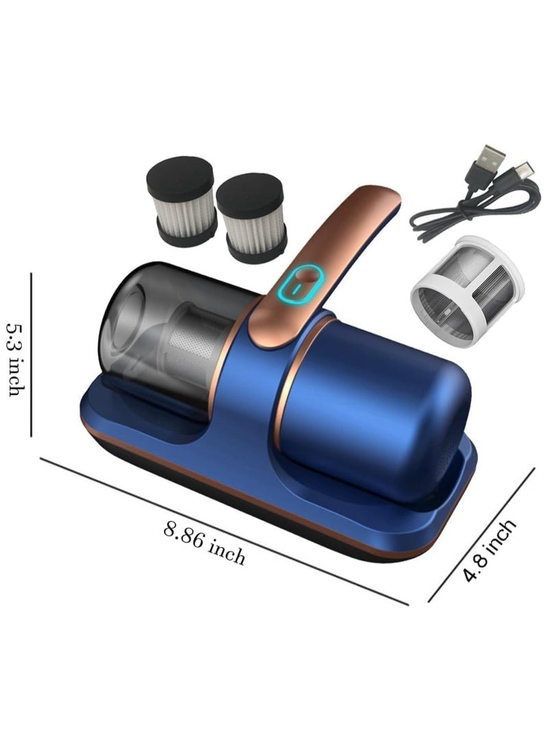 Mite Removal Instrument,Wireless Bed Vacuum Cleaner, 13000pa Strong Suction and Low Noise, UV Light, Washable HEPA Filter for Deep Clean, Vacuum Effectively Clean Up Bed, Mattress