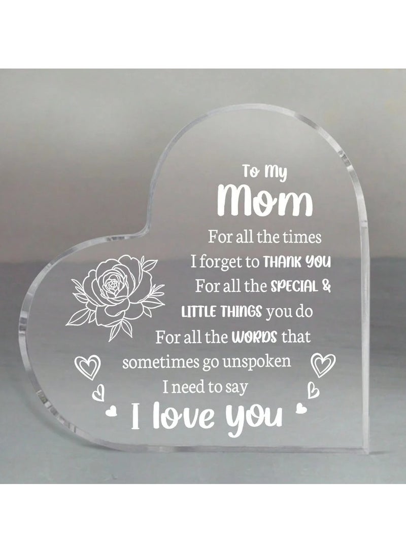 Mother's Day Gift Acrylic Heart Shaped with Touching Words for Mom A special gift for Mother's Day or special occasions - Image 3