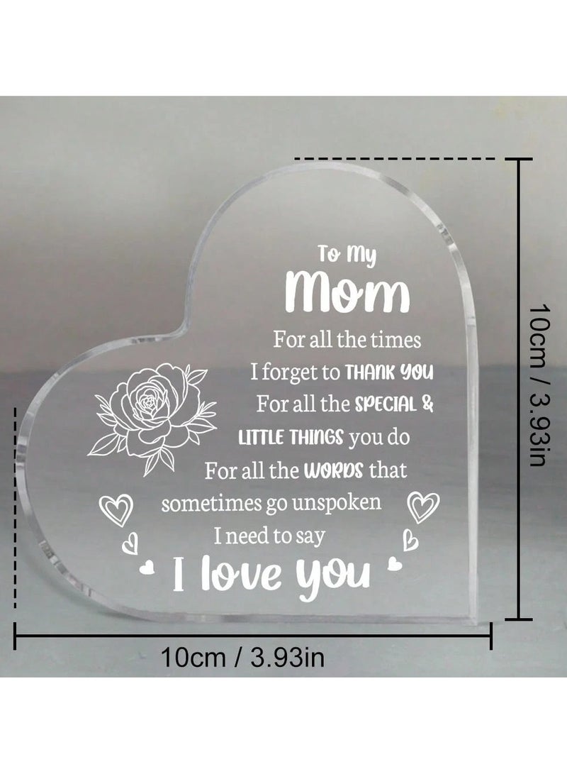 Mother's Day Gift Acrylic Heart Shaped with Touching Words for Mom A special gift for Mother's Day or special occasions - Image 5